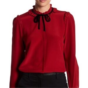 The Kooples Red Blouse with Black Tie